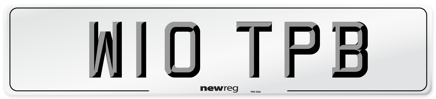 W10 TPB Number Plate from New Reg